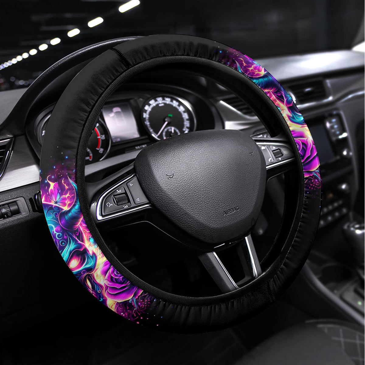 Thunder Skull Steering Wheel Cover Love Me Like My Demons Do - Wonder Print Shop