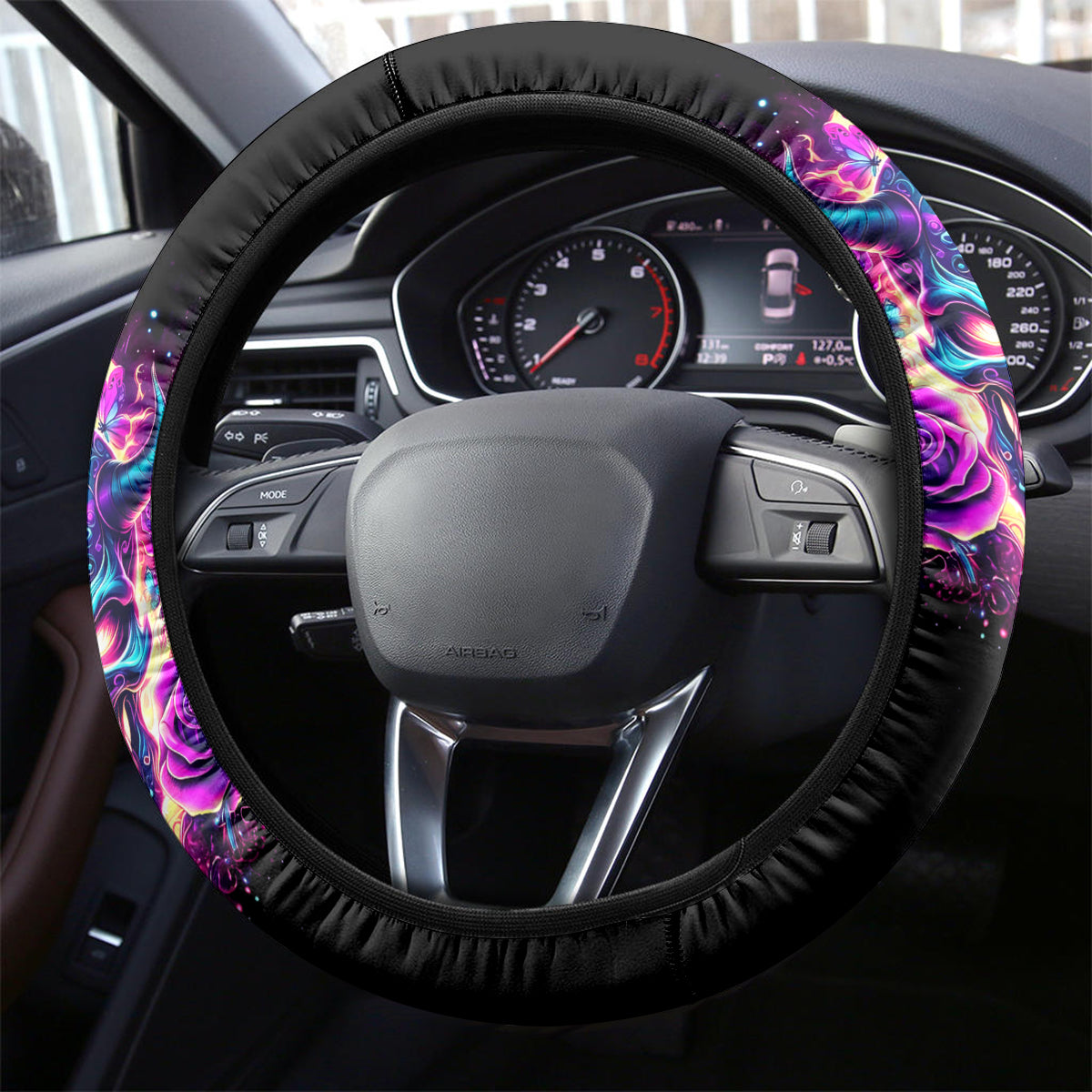 Thunder Skull Steering Wheel Cover Love Me Like My Demons Do - Wonder Print Shop