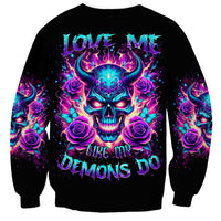 Thunder Skull Sweatshirt Love Me Like My Demons Do - Wonder Print Shop