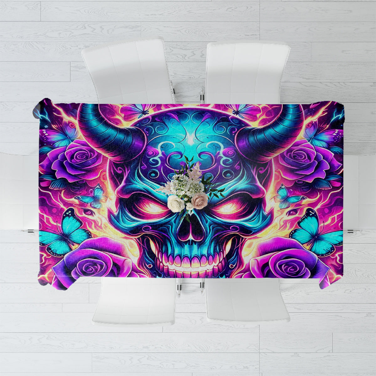 Thunder Skull Tablecloth Love Me Like My Demons Do - Wonder Print Shop
