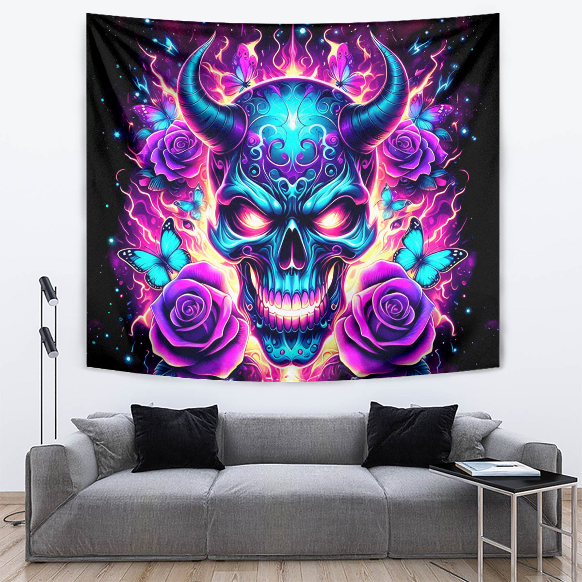Thunder Skull Tapestry Love Me Like My Demons Do - Wonder Print Shop