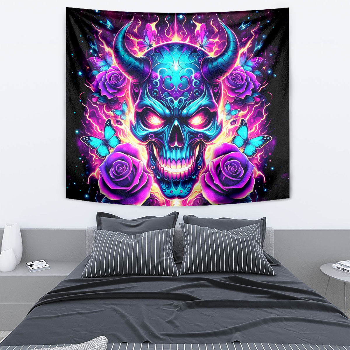 Thunder Skull Tapestry Love Me Like My Demons Do - Wonder Print Shop