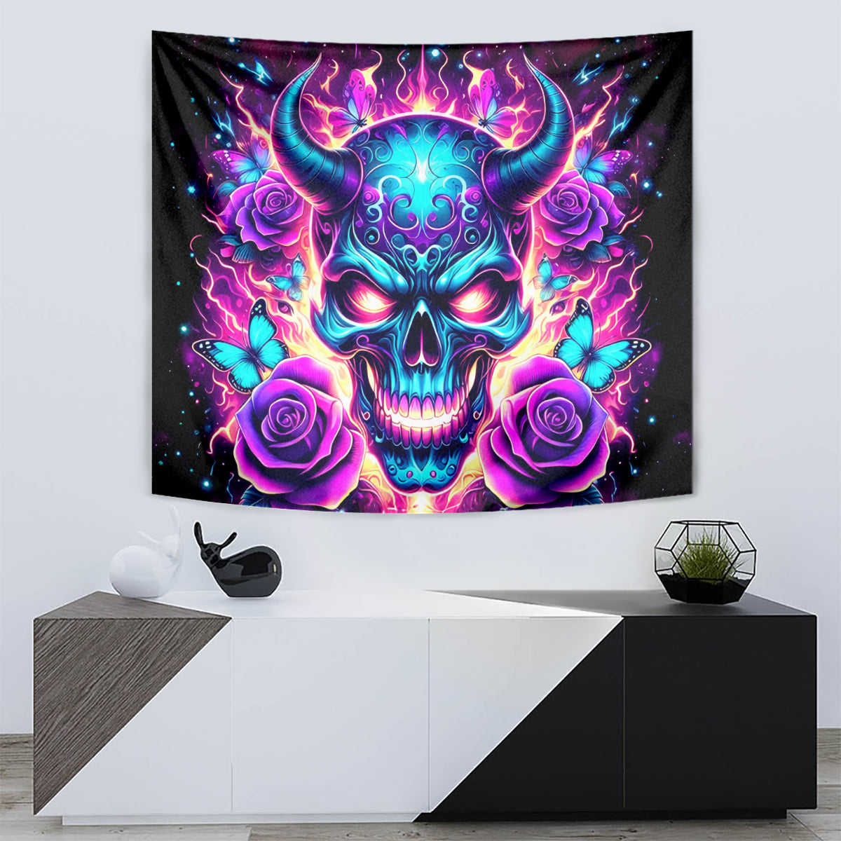 Thunder Skull Tapestry Love Me Like My Demons Do - Wonder Print Shop