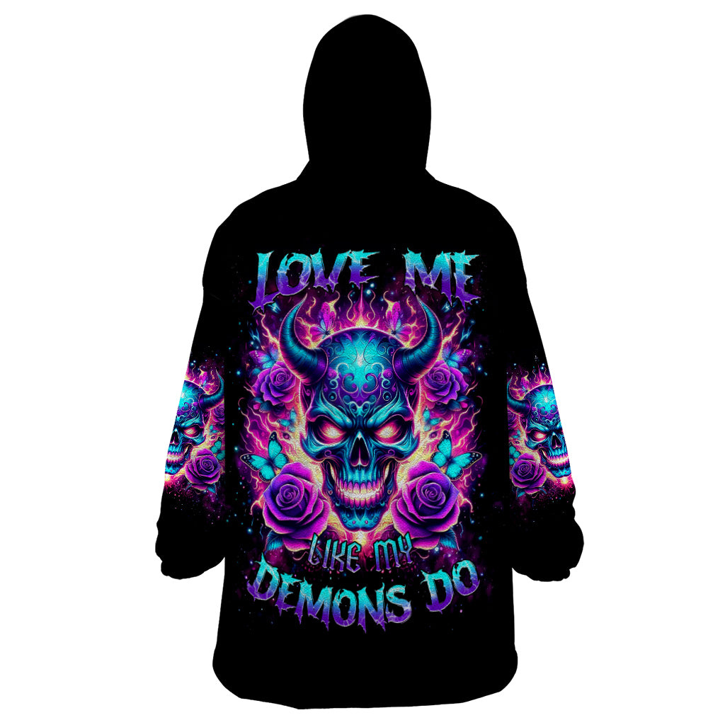 Thunder Skull Wearable Blanket Hoodie Love Me Like My Demons Do - Wonder Print Shop