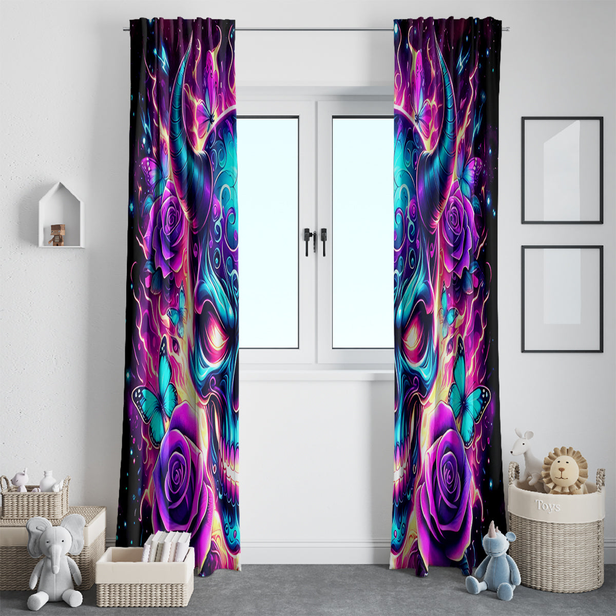 Thunder Skull Window Curtain Love Me Like My Demons Do - Wonder Print Shop