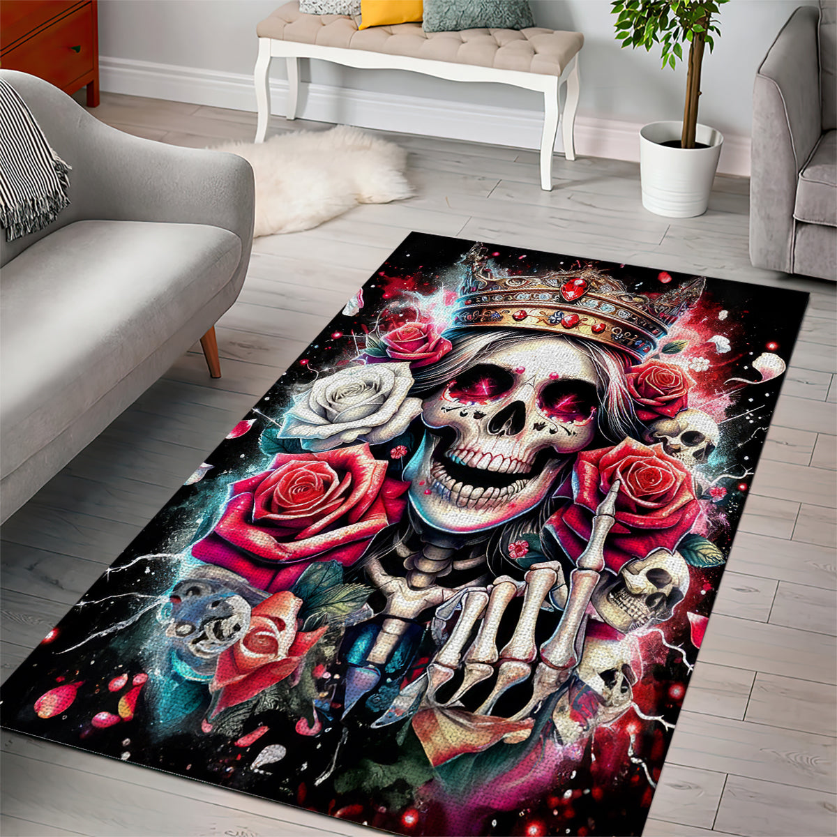 Queen Skull Area Rug Bitch I'm Not A Princess I'm The Fucking Queen - Wonder Print Shop