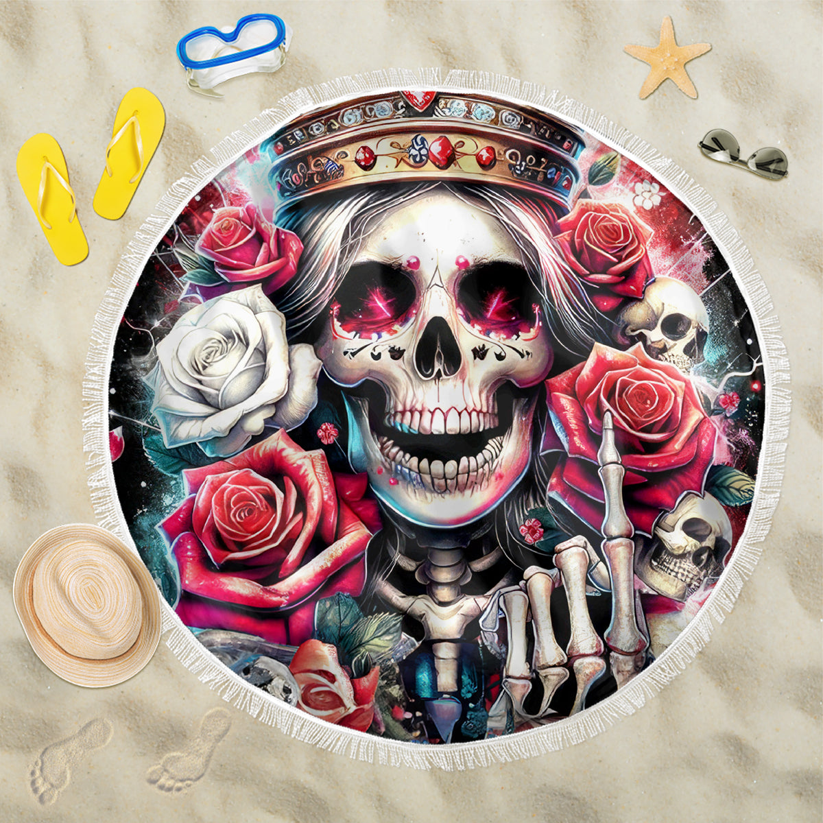 Queen Skull Beach Blanket Bitch I'm Not A Princess I'm The Fucking Queen - Wonder Print Shop
