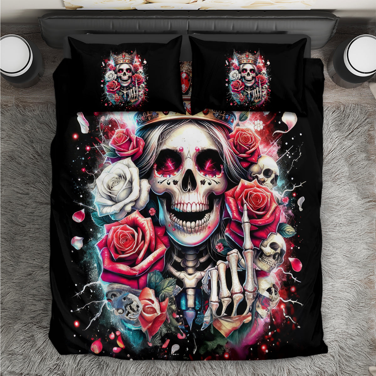 Queen Skull Bedding Set Bitch I'm Not A Princess I'm The Fucking Queen - Wonder Print Shop