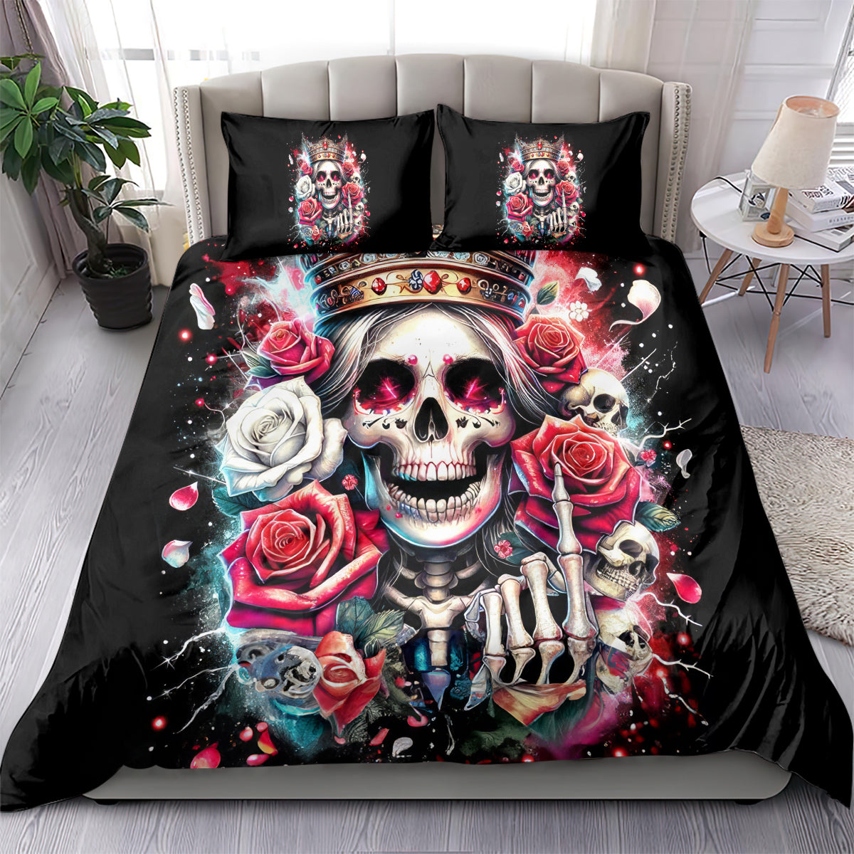 Queen Skull Bedding Set Bitch I'm Not A Princess I'm The Fucking Queen - Wonder Print Shop