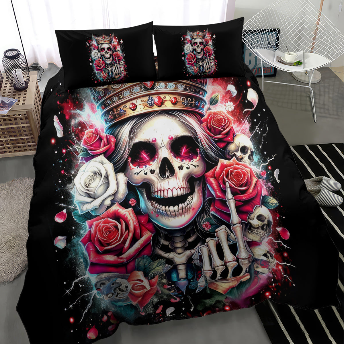 Queen Skull Bedding Set Bitch I'm Not A Princess I'm The Fucking Queen - Wonder Print Shop