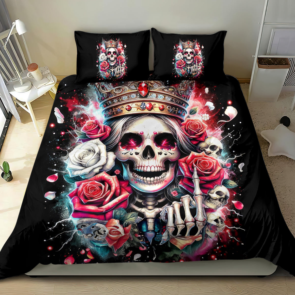 Queen Skull Bedding Set Bitch I'm Not A Princess I'm The Fucking Queen - Wonder Print Shop