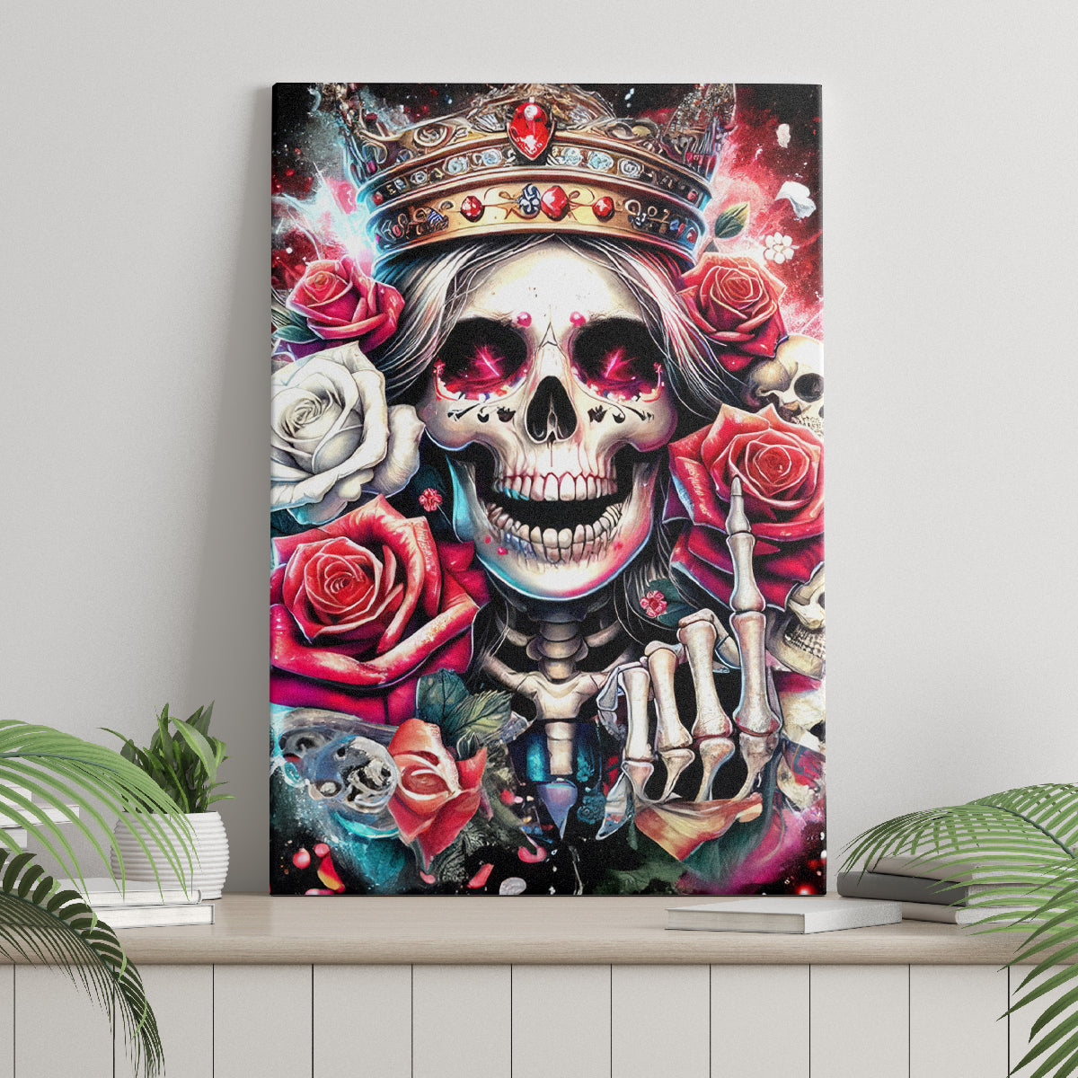 Queen Skull Canvas Wall Art Bitch I'm Not A Princess I'm The Fucking Queen - Wonder Print Shop