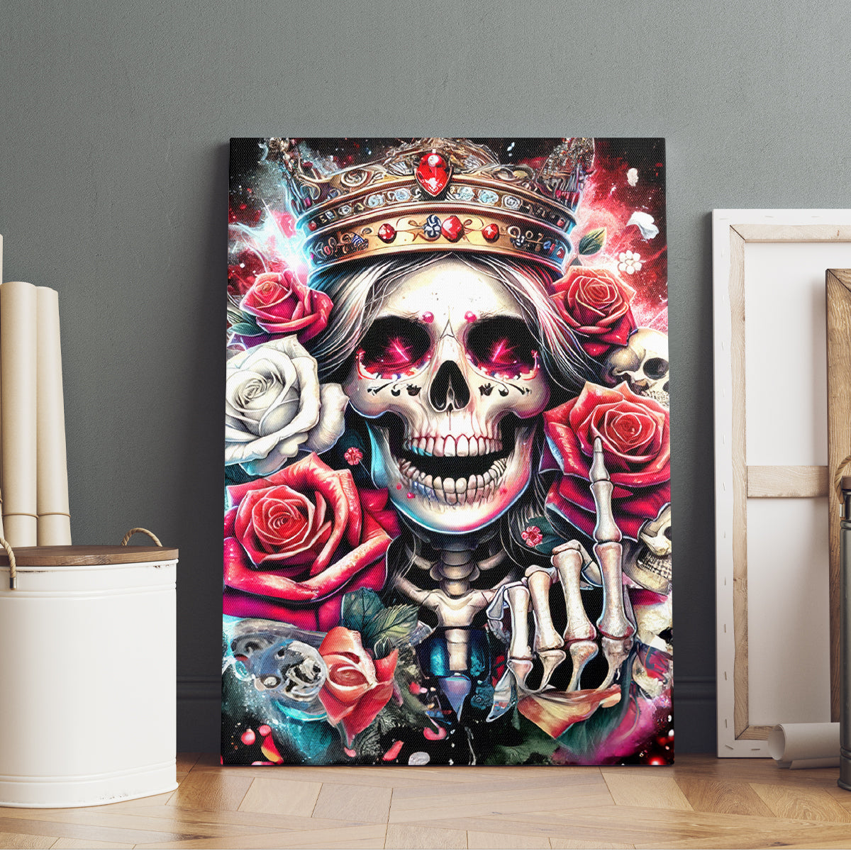 Queen Skull Canvas Wall Art Bitch I'm Not A Princess I'm The Fucking Queen - Wonder Print Shop