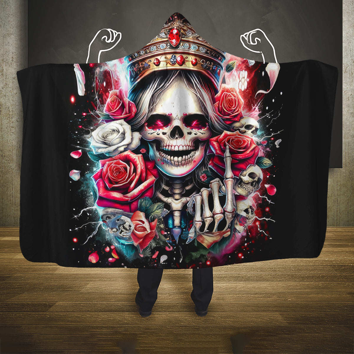 Queen Skull Hooded Blanket Bitch I'm Not A Princess I'm The Fucking Queen