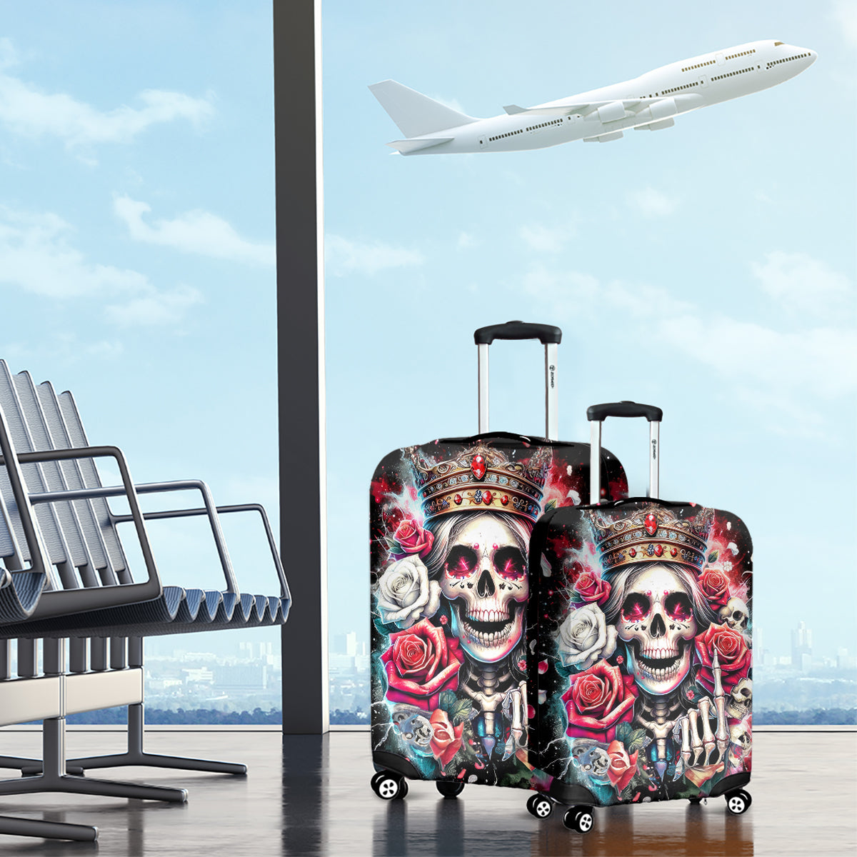 Queen Skull Luggage Cover Bitch I'm Not A Princess I'm The Fucking Queen - Wonder Print Shop