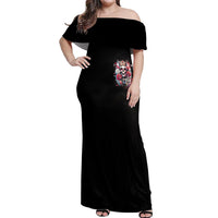 Queen Skull Off Shoulder Maxi Dress Bitch I'm Not A Princess I'm The Fucking Queen - Wonder Print Shop