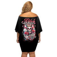 Queen Skull Off Shoulder Short Dress Bitch I'm Not A Princess I'm The Fucking Queen - Wonder Print Shop