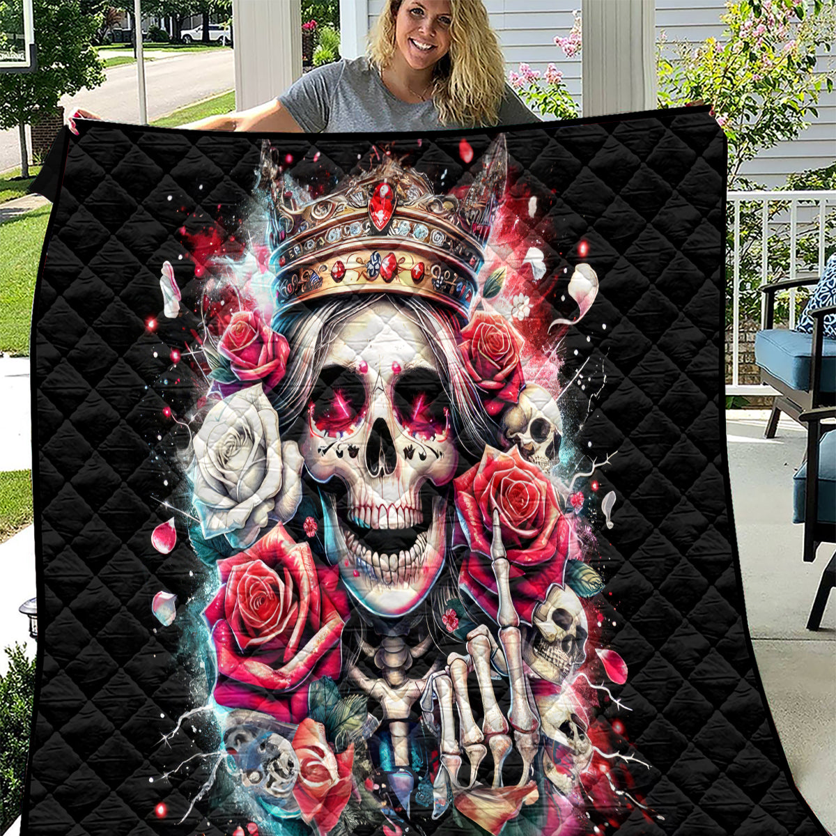 Queen Skull Quilt Bitch I'm Not A Princess I'm The Fucking Queen - Wonder Print Shop