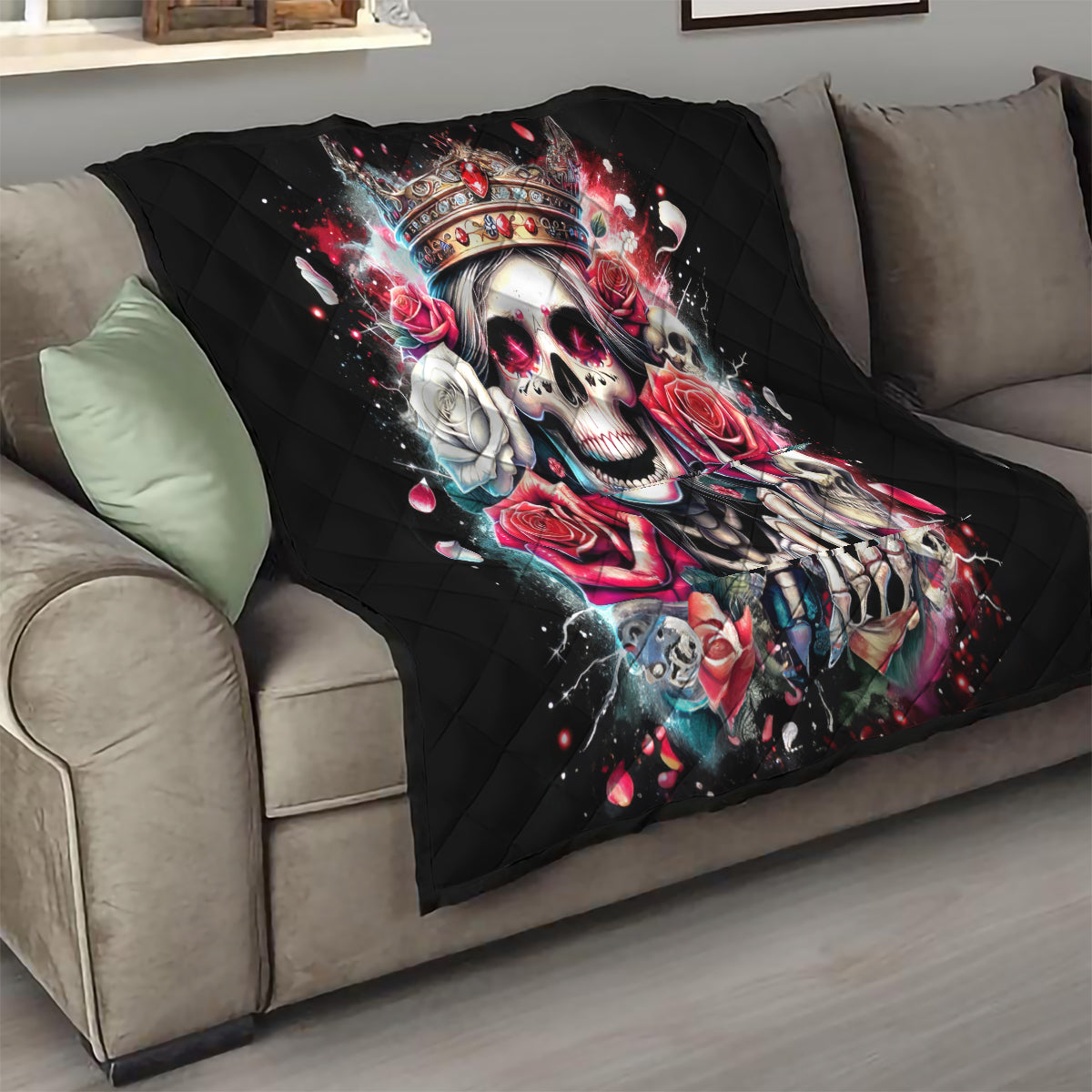 Queen Skull Quilt Bitch I'm Not A Princess I'm The Fucking Queen - Wonder Print Shop