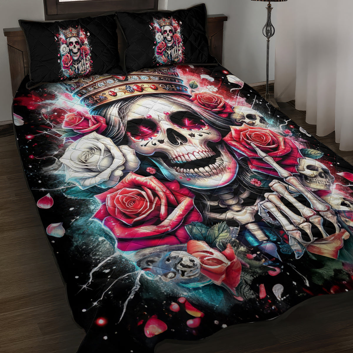 Queen Skull Quilt Bed Set Bitch I'm Not A Princess I'm The Fucking Queen - Wonder Print Shop