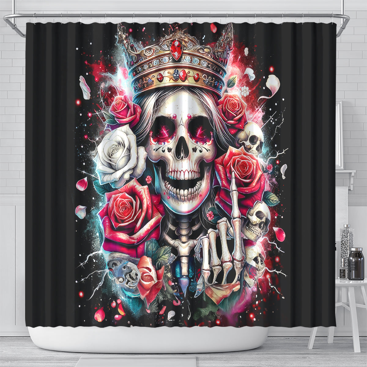 Queen Skull Shower Curtain Bitch I'm Not A Princess I'm The Fucking Queen