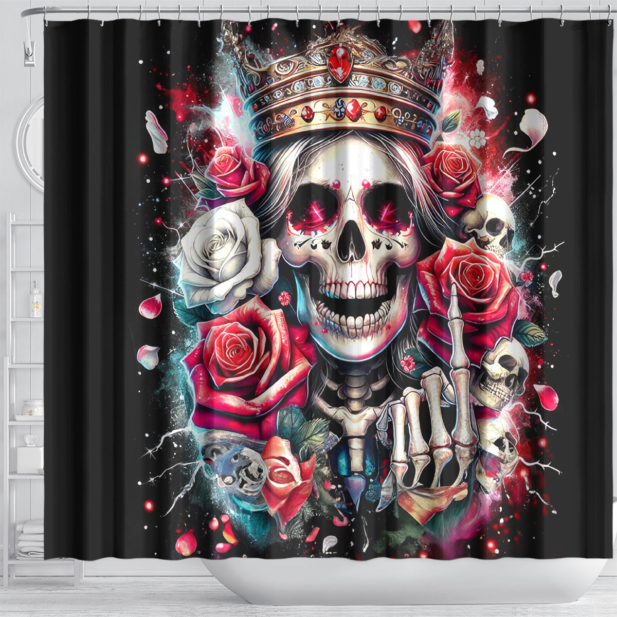 Queen Skull Shower Curtain Bitch I'm Not A Princess I'm The Fucking Queen