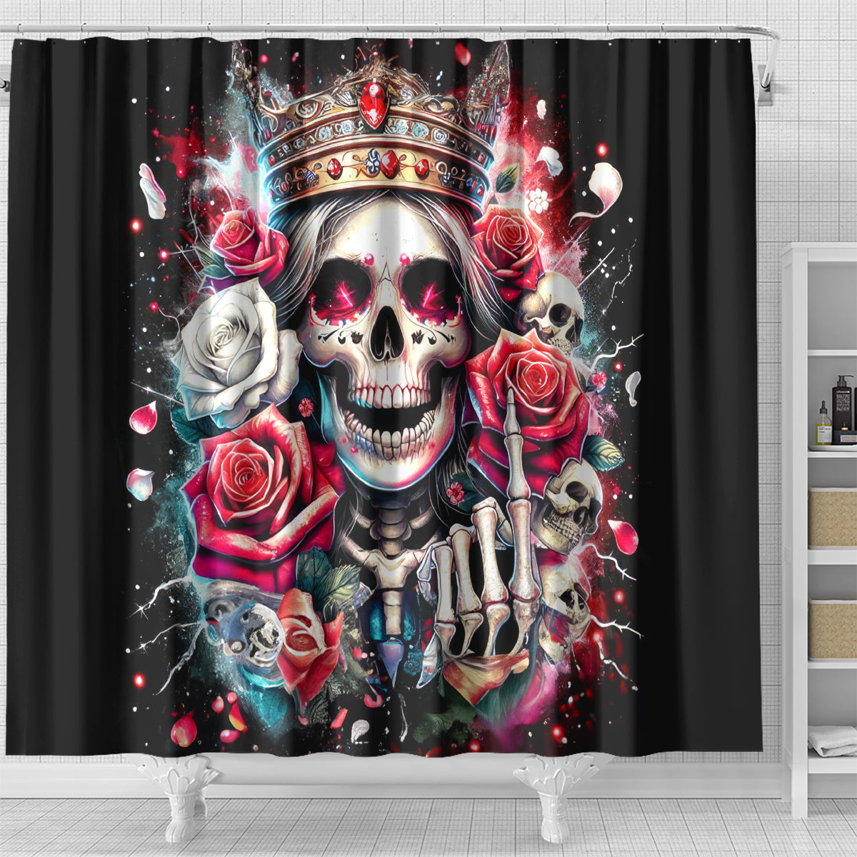 Queen Skull Shower Curtain Bitch I'm Not A Princess I'm The Fucking Queen