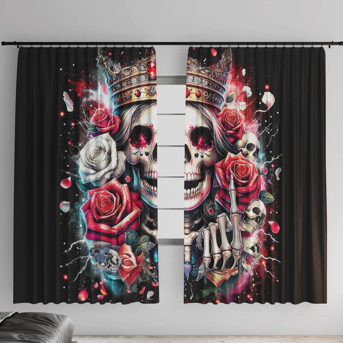 Queen Skull Window Curtain Bitch I'm Not A Princess I'm The Fucking Queen - Wonder Print Shop