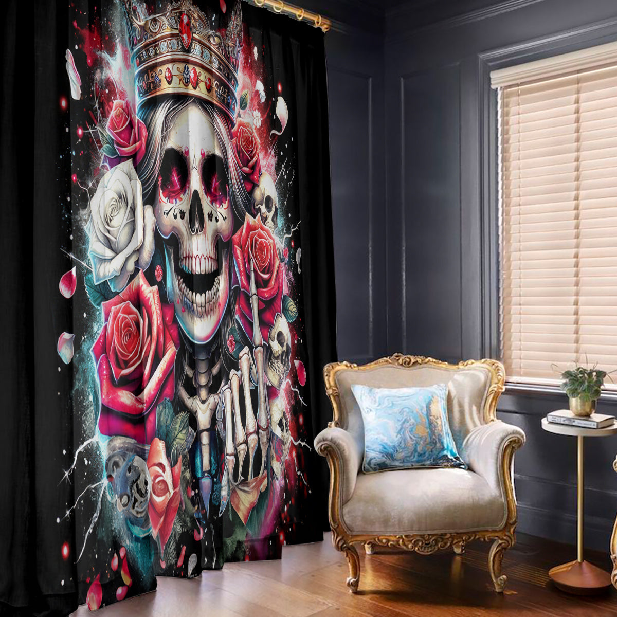 Queen Skull Window Curtain Bitch I'm Not A Princess I'm The Fucking Queen - Wonder Print Shop