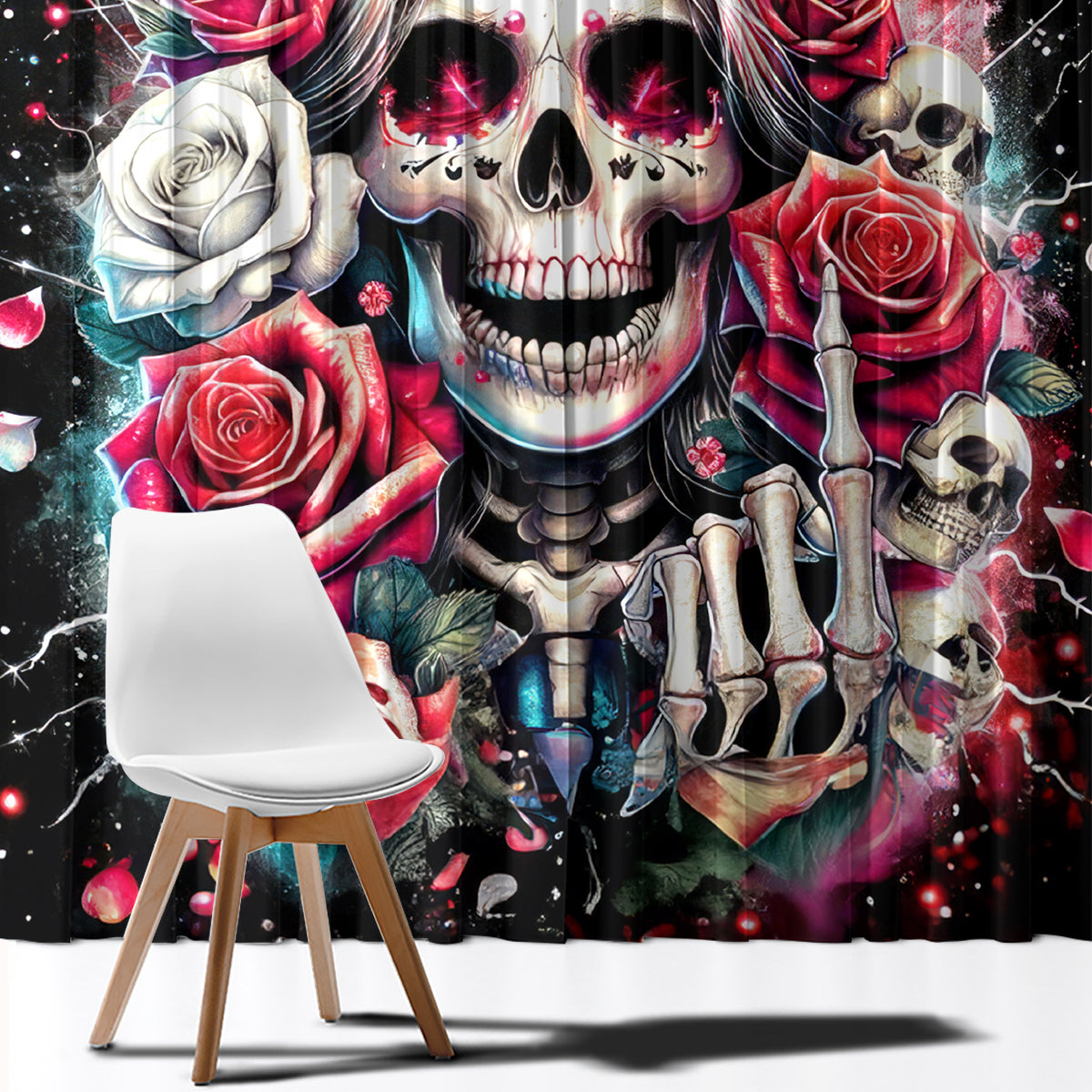 Queen Skull Window Curtain Bitch I'm Not A Princess I'm The Fucking Queen - Wonder Print Shop