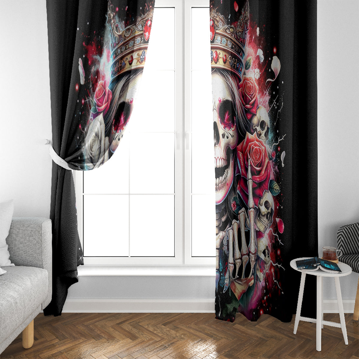 Queen Skull Window Curtain Bitch I'm Not A Princess I'm The Fucking Queen - Wonder Print Shop