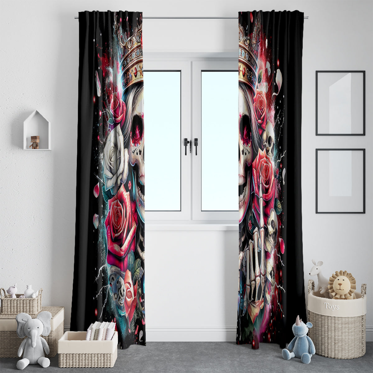 Queen Skull Window Curtain Bitch I'm Not A Princess I'm The Fucking Queen - Wonder Print Shop