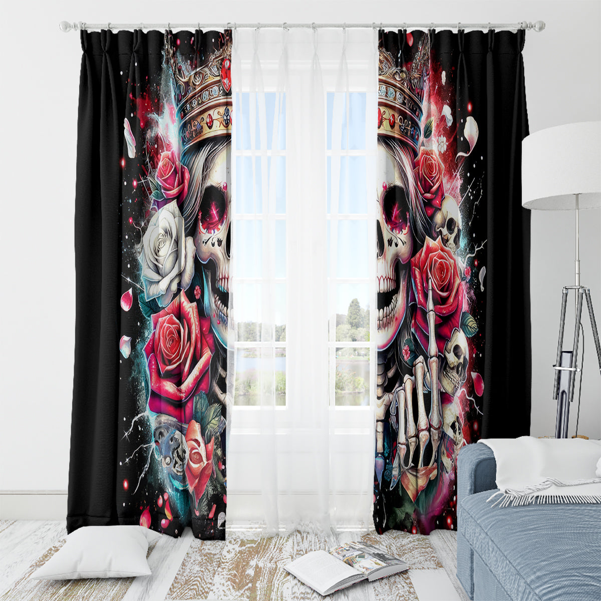 Queen Skull Window Curtain Bitch I'm Not A Princess I'm The Fucking Queen - Wonder Print Shop
