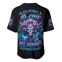 Rose Skull Baseball Jersey I'm Never Alone My Demons Are With Me 24/7 - Wonder Print Shop