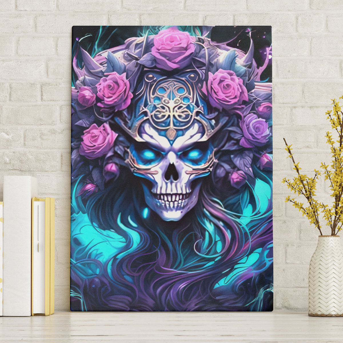 Rose Skull Canvas Wall Art I'm Never Alone My Demons Are With Me 24/7 - Wonder Print Shop