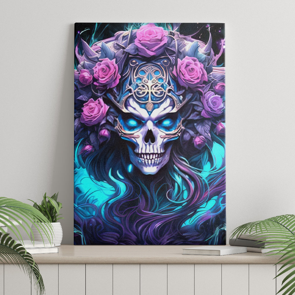 Rose Skull Canvas Wall Art I'm Never Alone My Demons Are With Me 24/7 - Wonder Print Shop