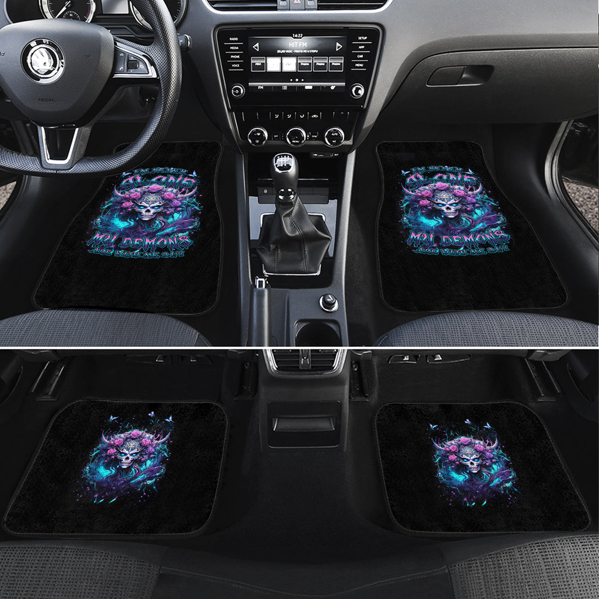 Rose Skull Car Mats I'm Never Alone My Demons Are With Me 24/7 - Wonder Print Shop
