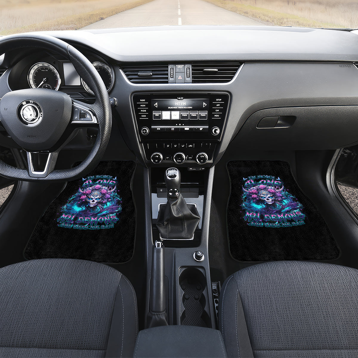 Rose Skull Car Mats I'm Never Alone My Demons Are With Me 24/7 - Wonder Print Shop