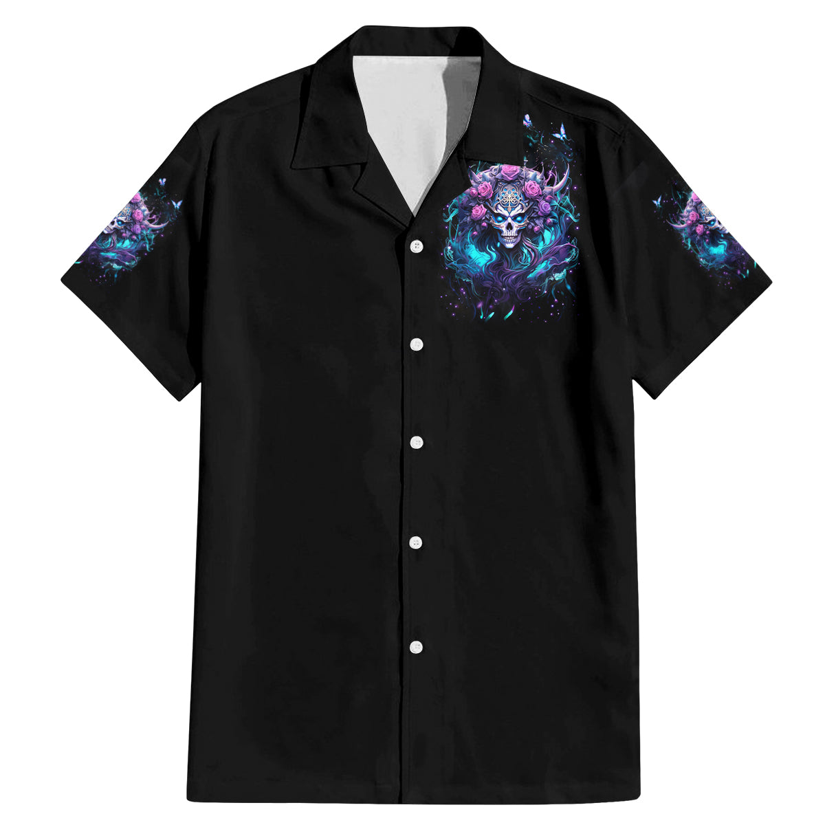 Rose Skull Family Matching Mermaid Dress and Hawaiian Shirt I'm Never Alone My Demons Are With Me 24/7 - Wonder Print Shop