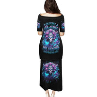 Rose Skull Family Matching Puletasi and Hawaiian Shirt I'm Never Alone My Demons Are With Me 24/7 - Wonder Print Shop