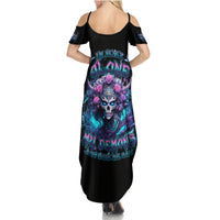 Rose Skull Family Matching Summer Maxi Dress and Hawaiian Shirt I'm Never Alone My Demons Are With Me 24/7 - Wonder Print Shop