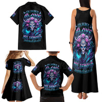 Rose Skull Family Matching Tank Maxi Dress and Hawaiian Shirt I'm Never Alone My Demons Are With Me 24/7 - Wonder Print Shop