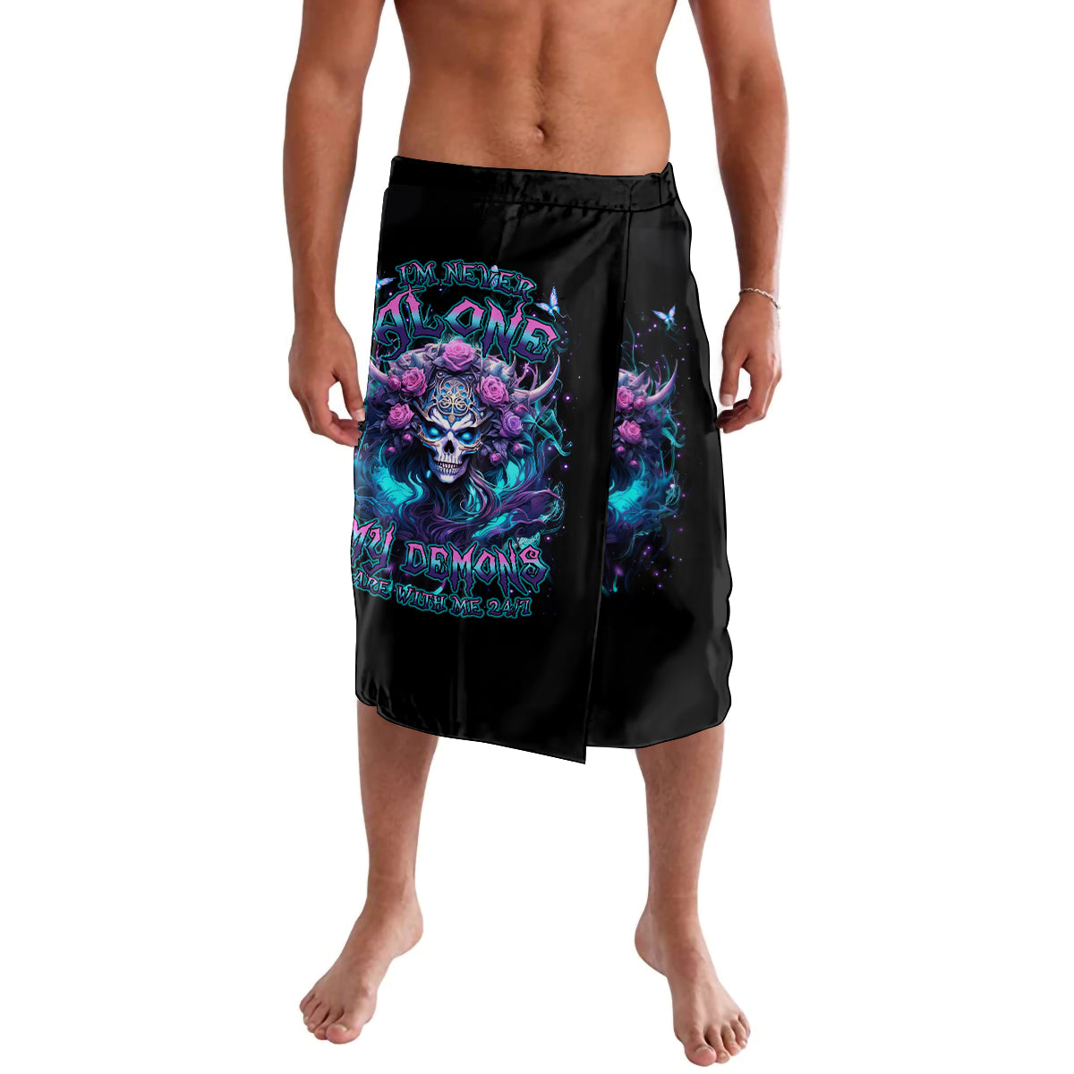 Rose Skull Lavalava I'm Never Alone My Demons Are With Me 24/7 - Wonder Print Shop