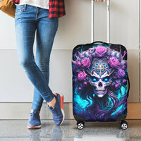 Rose Skull Luggage Cover I'm Never Alone My Demons Are With Me 24/7 - Wonder Print Shop