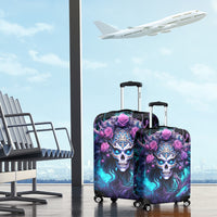 Rose Skull Luggage Cover I'm Never Alone My Demons Are With Me 24/7 - Wonder Print Shop