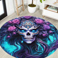 Rose Skull Round Carpet I'm Never Alone My Demons Are With Me 24/7