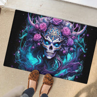 Rose Skull Rubber Doormat I'm Never Alone My Demons Are With Me 24/7 - Wonder Print Shop