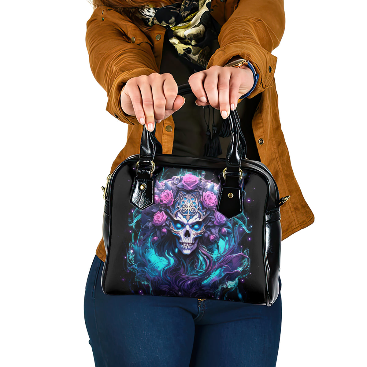 Rose Skull Shoulder Handbag I'm Never Alone My Demons Are With Me 24/7