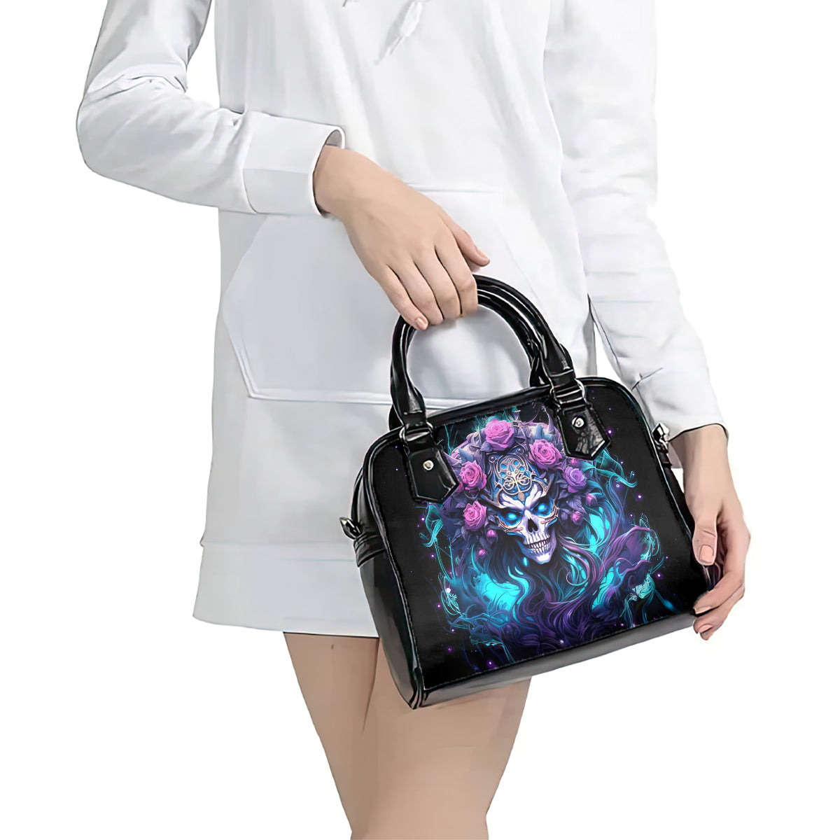 Rose Skull Shoulder Handbag I'm Never Alone My Demons Are With Me 24/7