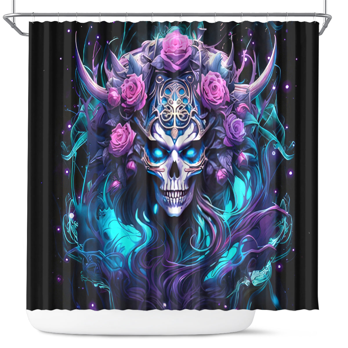 Rose Skull Shower Curtain I'm Never Alone My Demons Are With Me 24/7